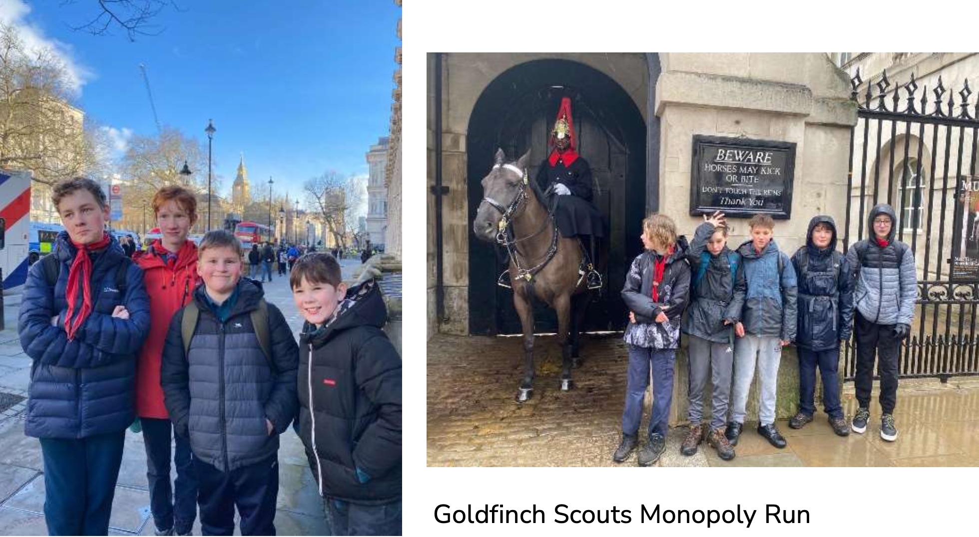 A collage of two photos of Scouts in London