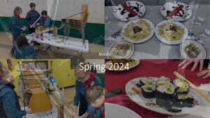 A collage of Scouts doing activities, and food they ate